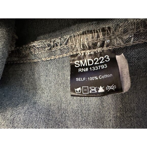 Pol 100% Cotton Denim Button Up Sleeveless Mini Dress Size Large - Picture 6 of 7